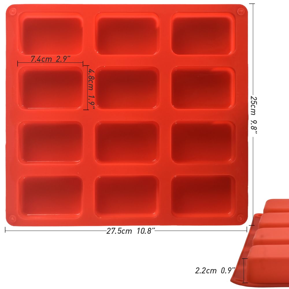 Ionegg Silicone Mini Loaf Pan, Non-Stick Mini Bread Pan, 12 Cavity Silicone Bread Baking Mold, For Mini Loaf Cake, Bread, Meatlo