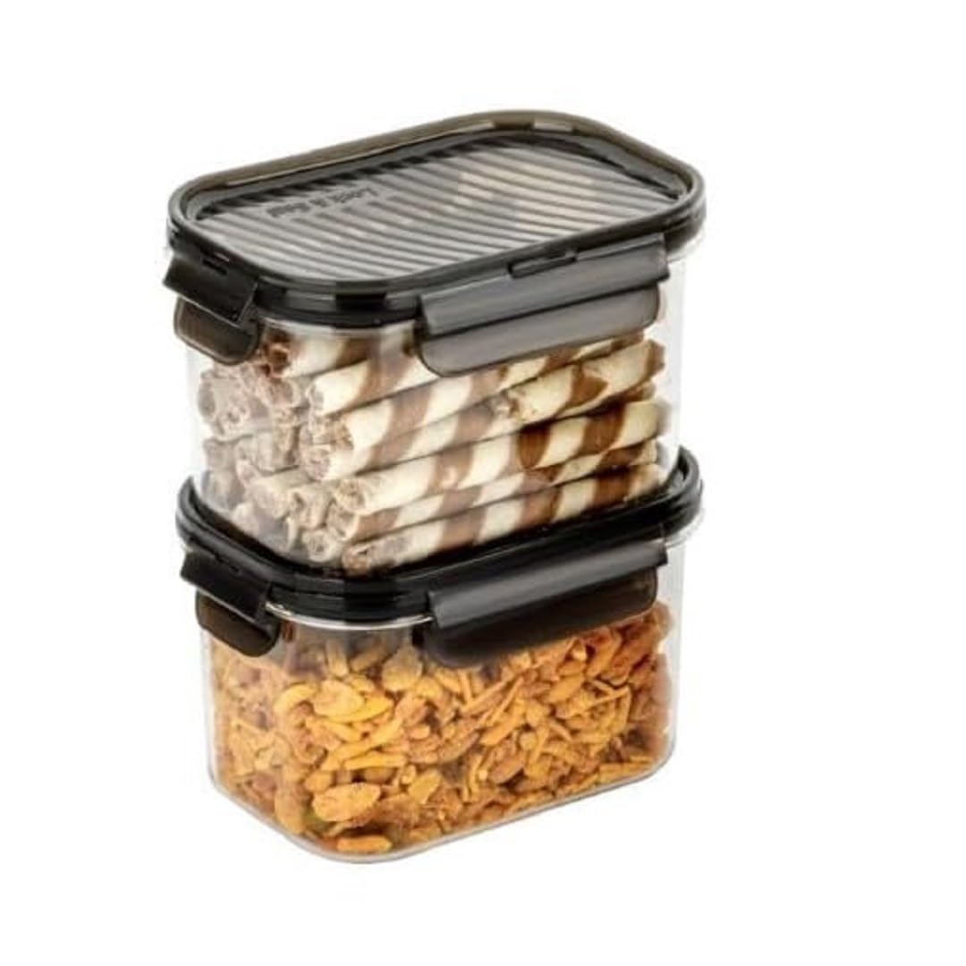 Vbr Traders Airtight Plastic Storage Containers  700Ml Food Grade Jars With Black Lock Lid | LeakProof & BpaFree Transparent 