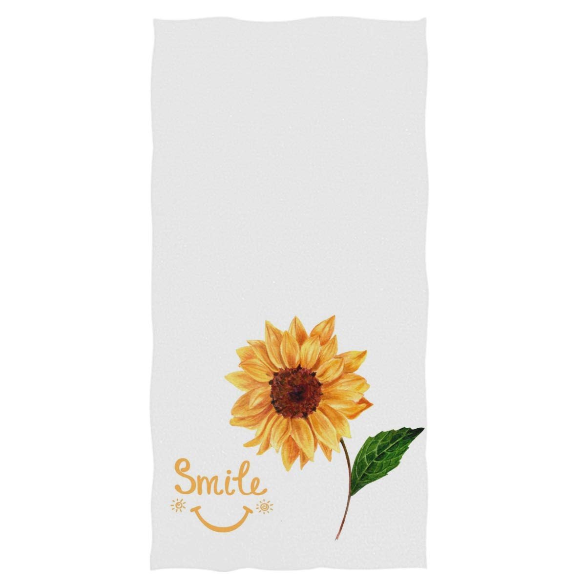 Pfrewn Happy Face Sunflower Hand Towels 16X30 In, Rustic Sunflowers Floral Thin Bathroom Towel, Ultra Soft Highly Absorbent Smal