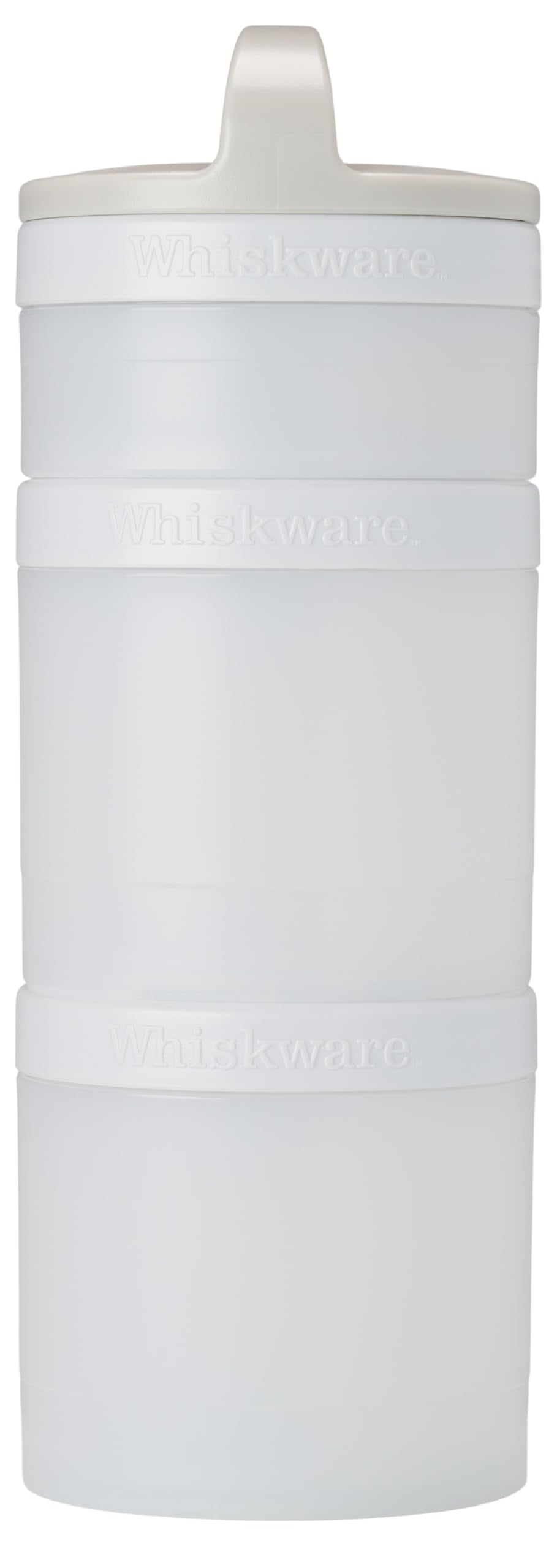 Whiskware Stackable Snack Containers for Kids and Toddlers, 3 Stackable Snack Cups for School and Travel, Tan/White/White