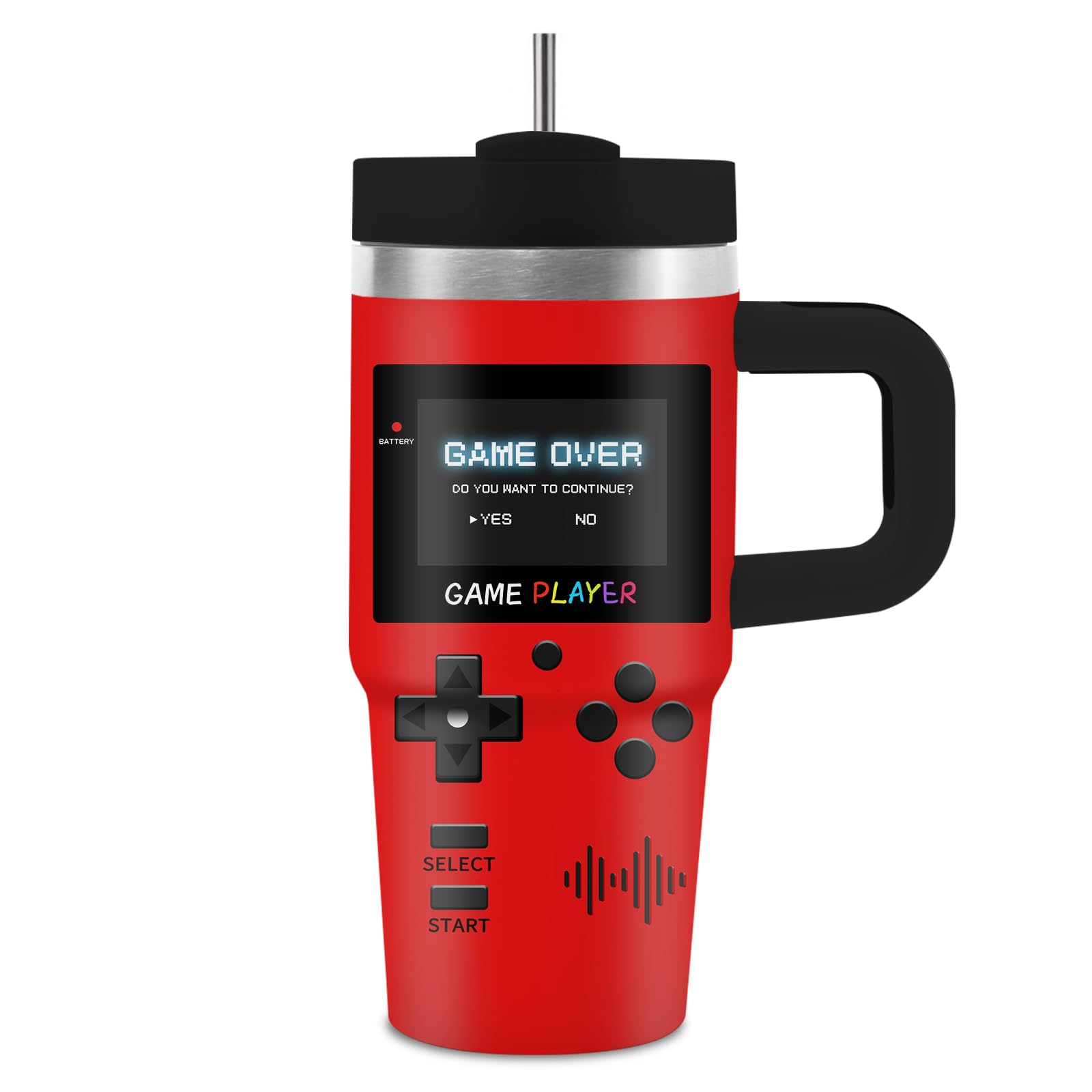 Hiboss Gamer Gifts, Gaming Gifts for Boy Men, Gamer Tumbler with Handle for Kids 14 oz, Stainless Steel Game Mug Cup, Gaming Stu