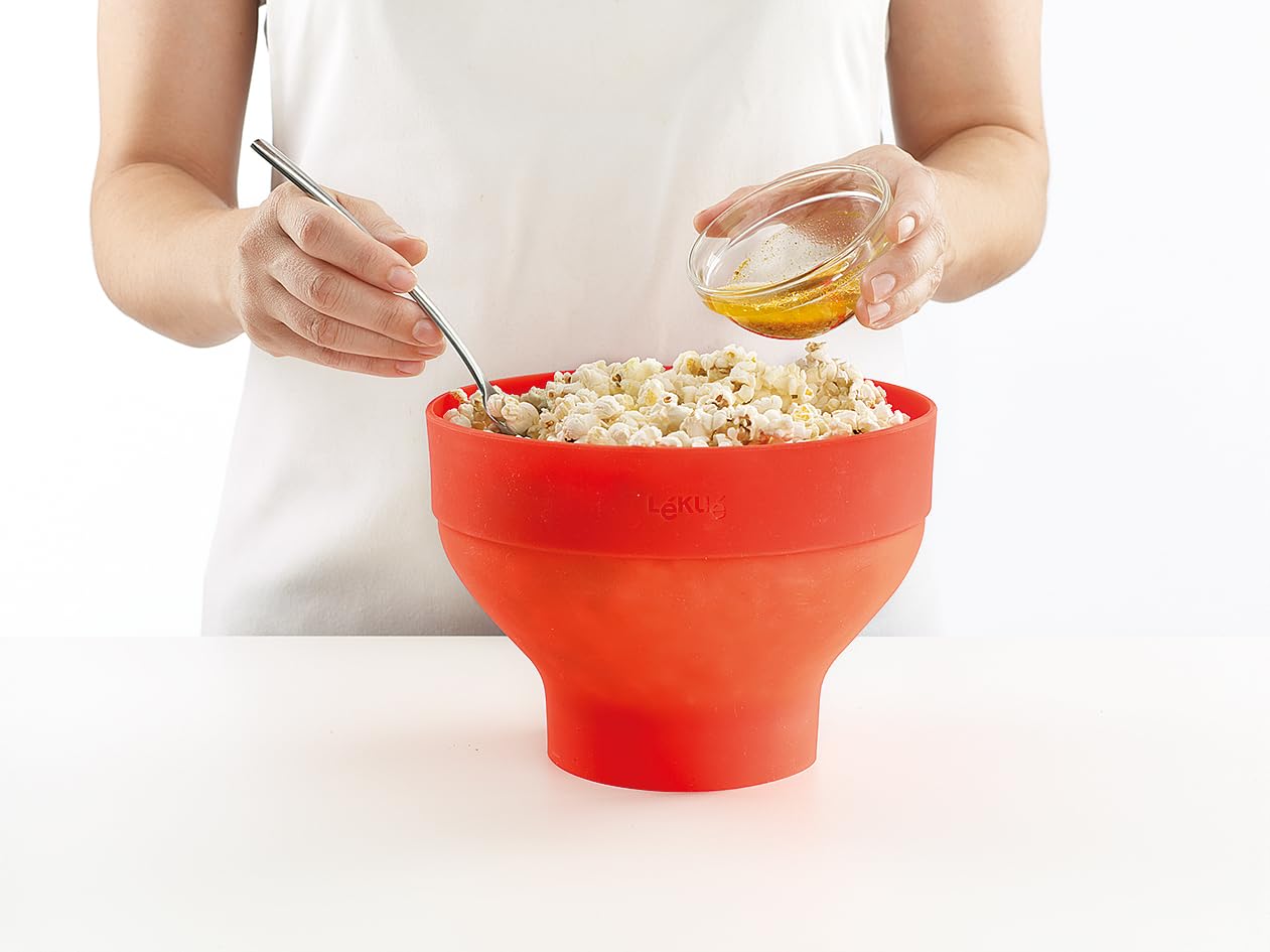 Lekue Microwave Popcorn Popper, Silicone, Red, Model 0200226R10M017