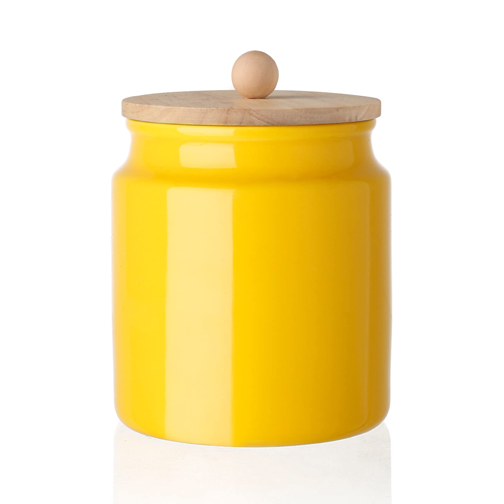Sweejar Kitchen Canisters, 28 Floz Ceramic Food Storage Jar With Bamboo Lid For Serving Ground Coffee, Tea, Sugar, Salt, (Yellow