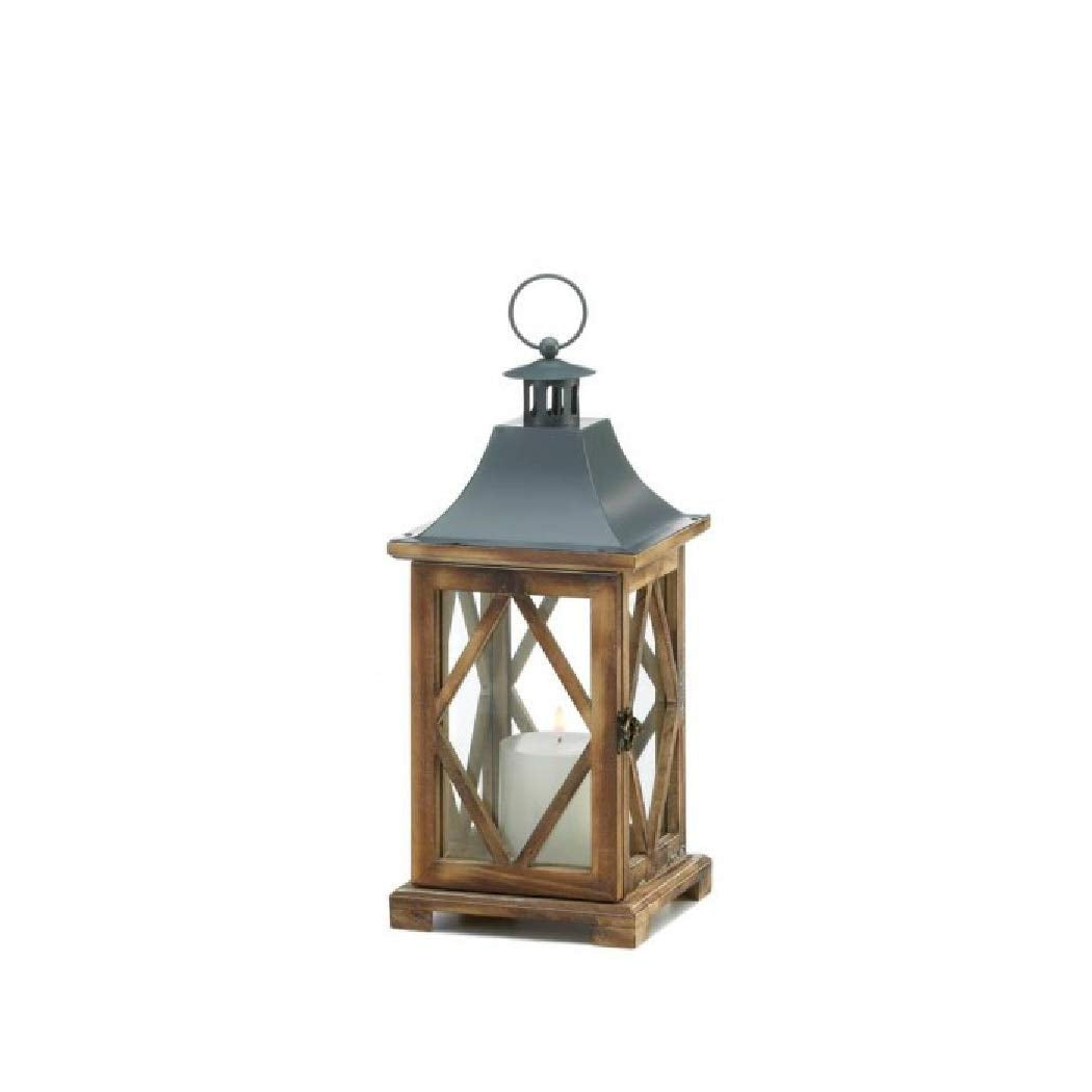 Gallery of Light 10018827 Wooden Diamond Lattice Lantern, White