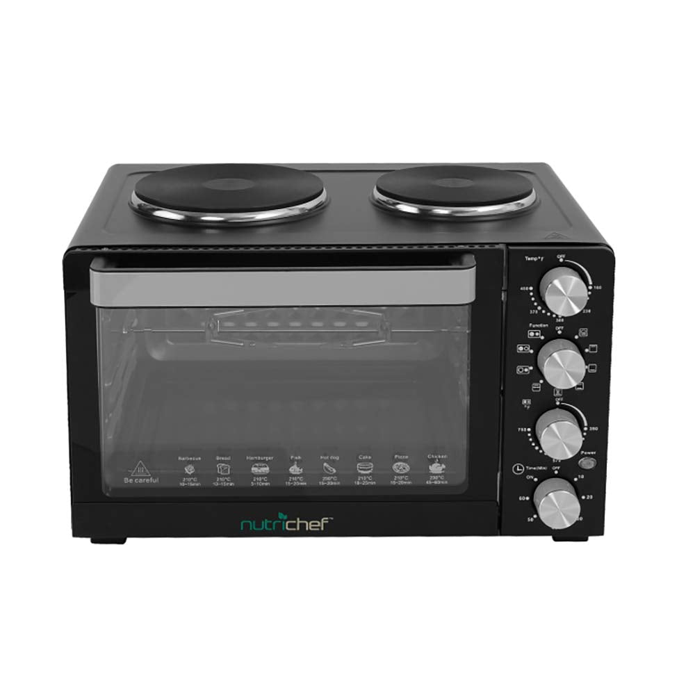 Nutrichef 30 Quarts Kitchen Convection Oven - 1400 Watt Countertop Turbo, Rotisserie Roaster Cooker With Grill, Griddle Top Rack
