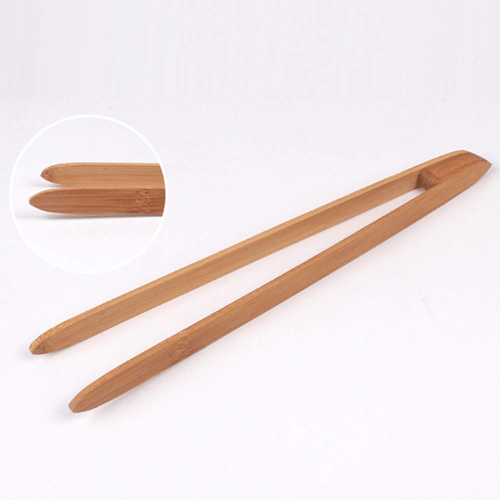 2 Pieces 9.5'' Bamboo Tongs Bamboo Toaster Tongs Natural Bamboo Kitchen Tongs Eco-Friendly Bamboo Tea Tongs Bamboo Snack Tongs F