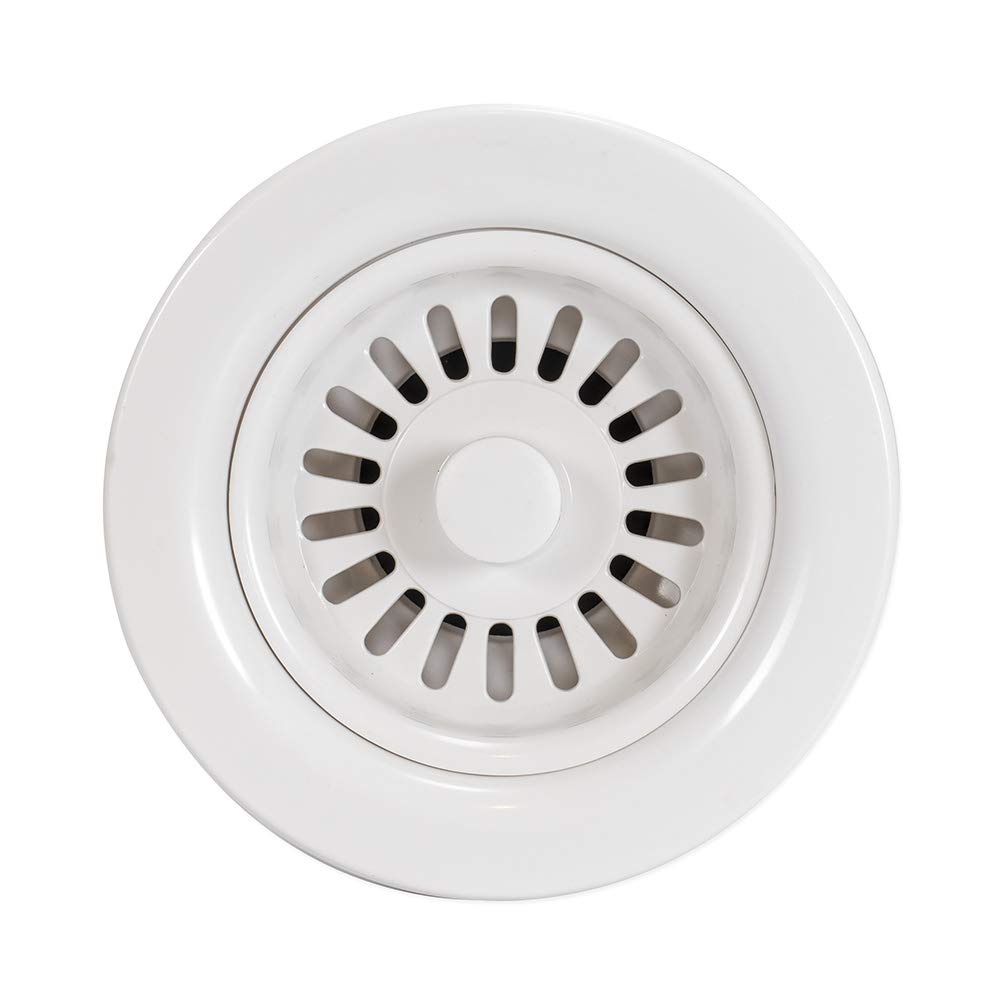 EZ-FLO Kitchen Sink Strainer with Flange  White ABS Basket with 3-1/2 Inch to 4 Inch Opening  Stainless Steel Finish  30006