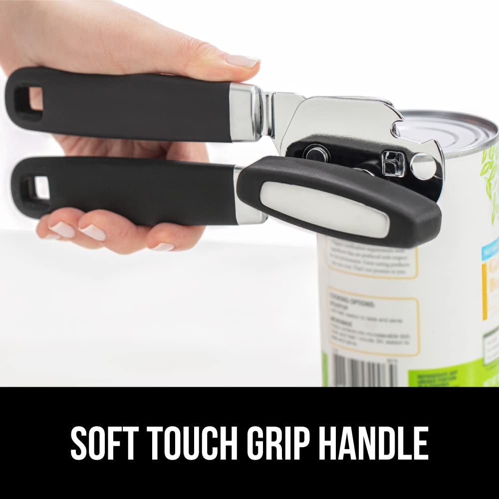 GORILLA GRIP Heavy Duty Stainless Steel Manual Can & Bottle Opener, Black, Comfortable Handle, Model 840029698921, One Size