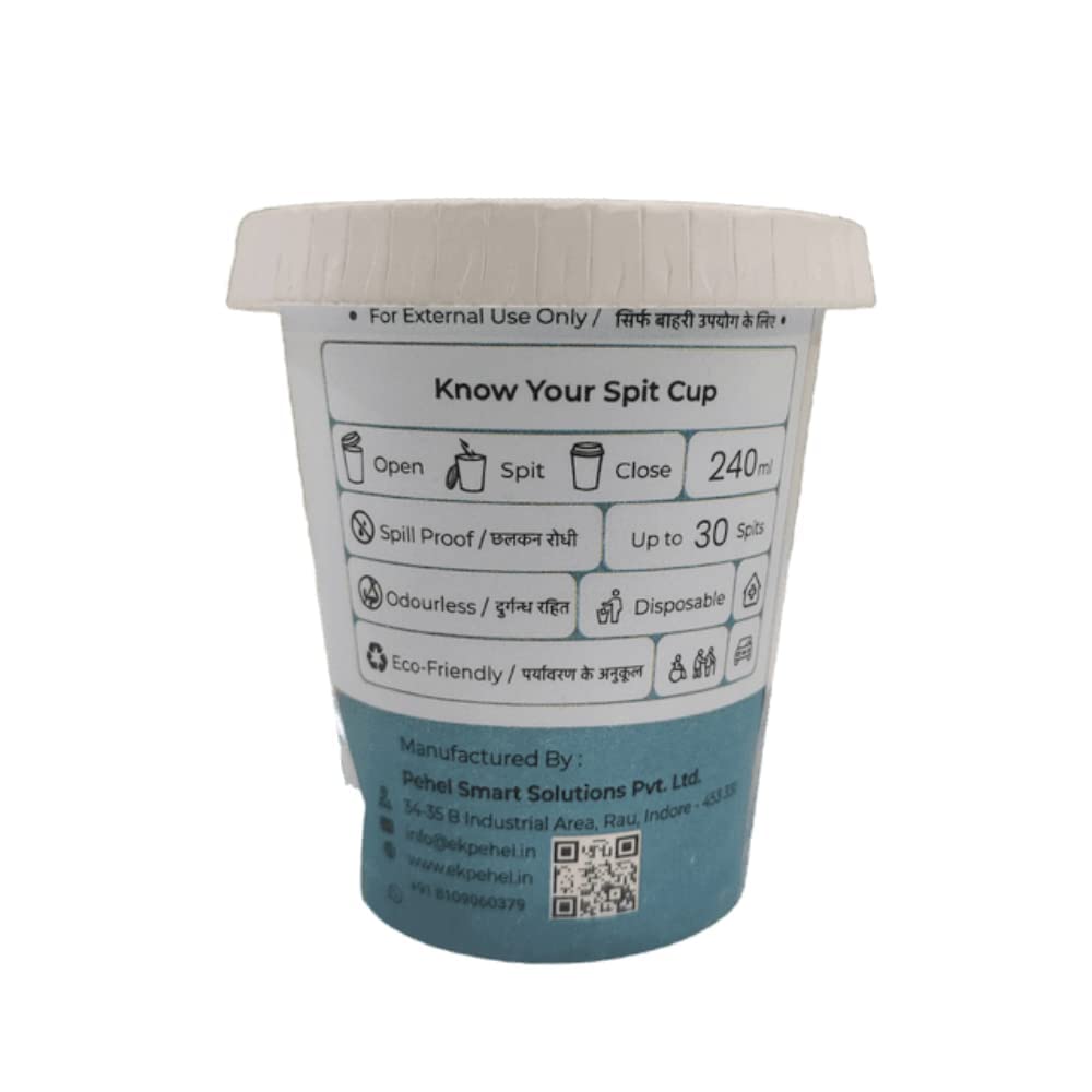 Ekpehel Disposable Paper Spitting Cup - Pack Of 10, Unique Mechanism Solidifies The Liquid Waste, Sputum Spit Mug With Lid Cover