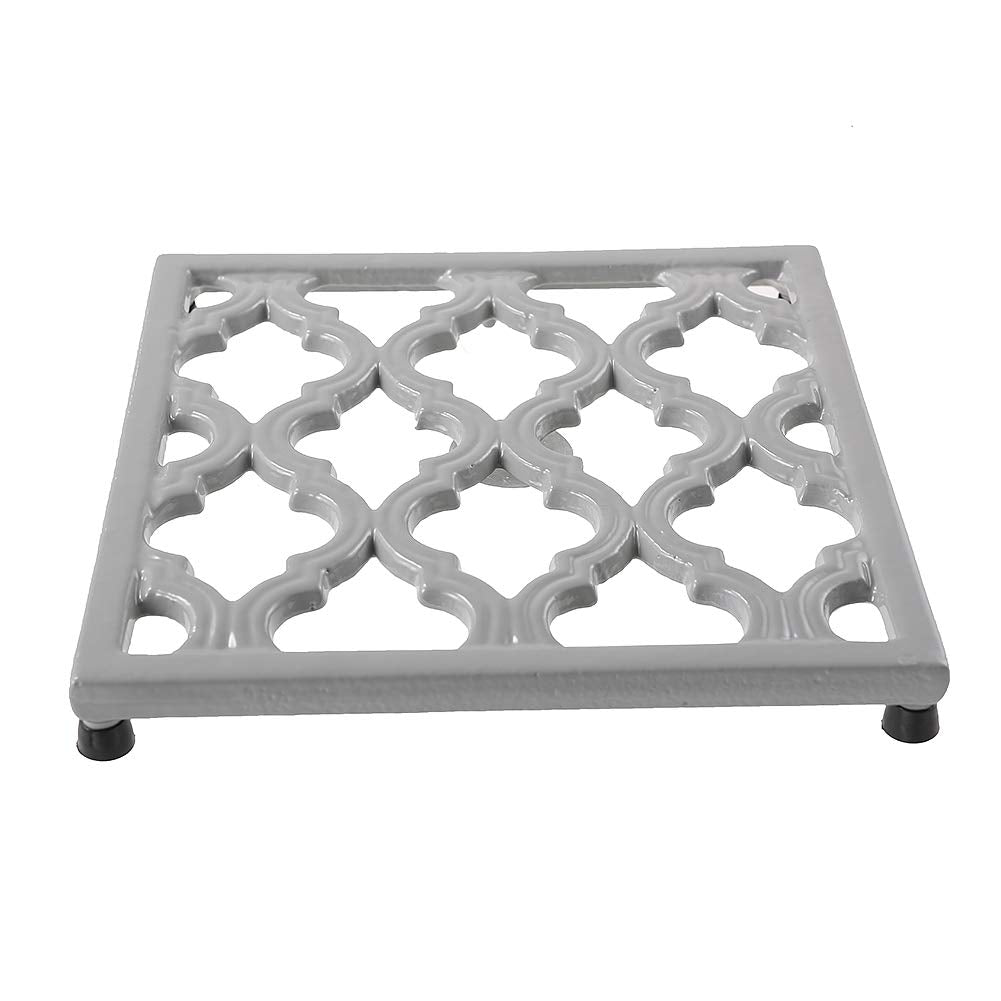 Square Cast Iron Trivet Gray Metal Trivets For Kitchen Dining, Hot Pot Holder Hot Pads For Table & Countertop - Heat Resistant T