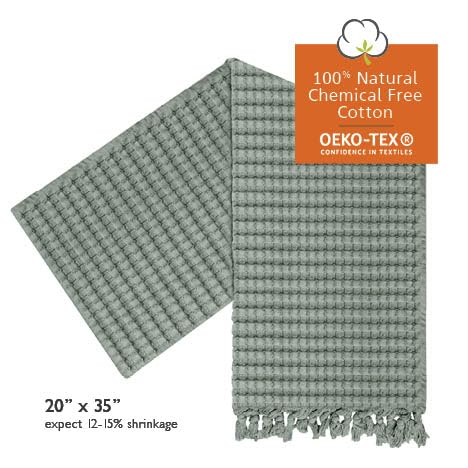 Gilden Tree Decorative Waffle Hand Towels For Bathroom, 20X35 Large, Quick Drying Fingertip Towel, 2 Pack, Modern Style (Sage Gr