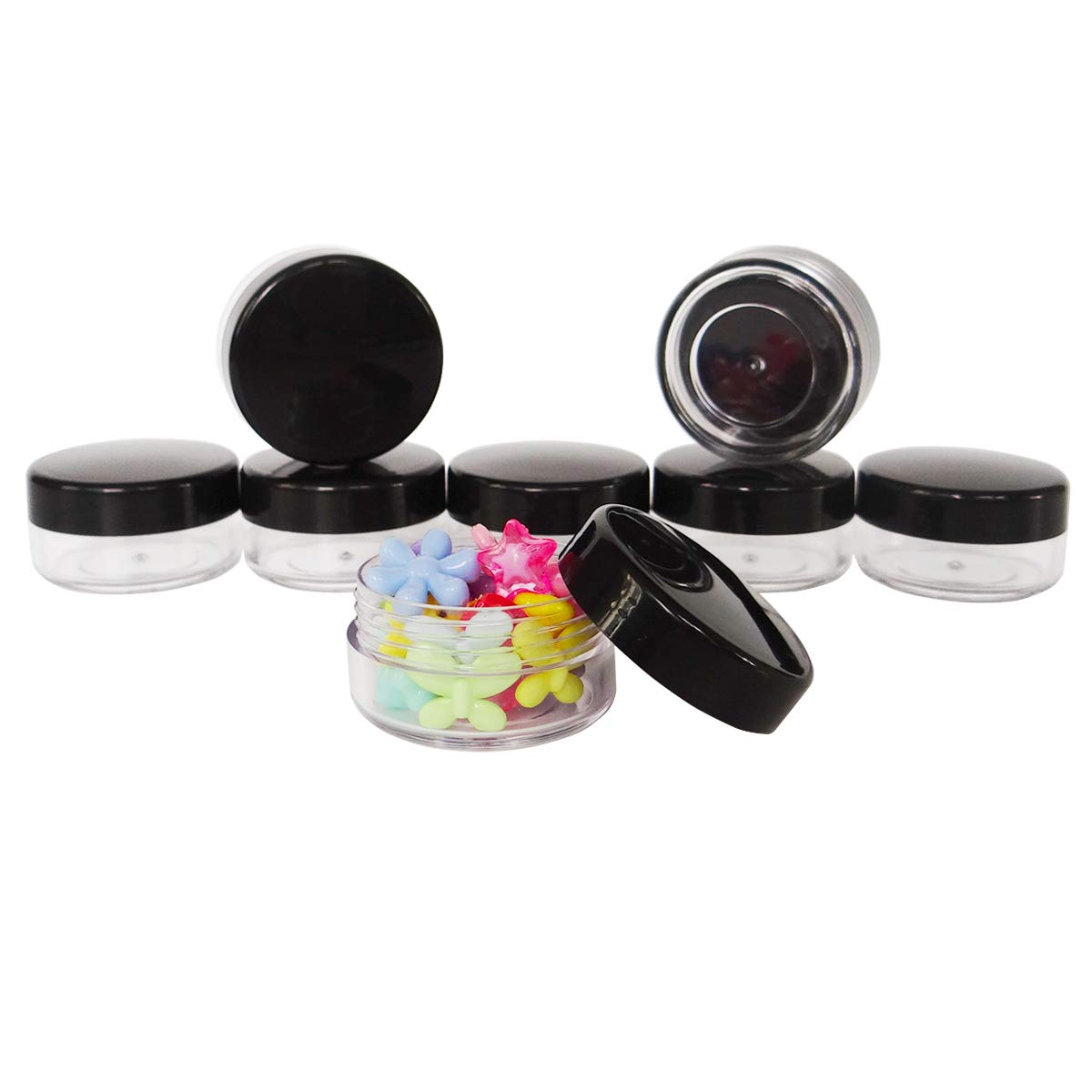 Wopanxye 30Pack 10 Gram Small Makeup Sample Container, 10Ml Cosmetic Jar With Black Lid, 10G Refillable Empty Sample Jars, Trave