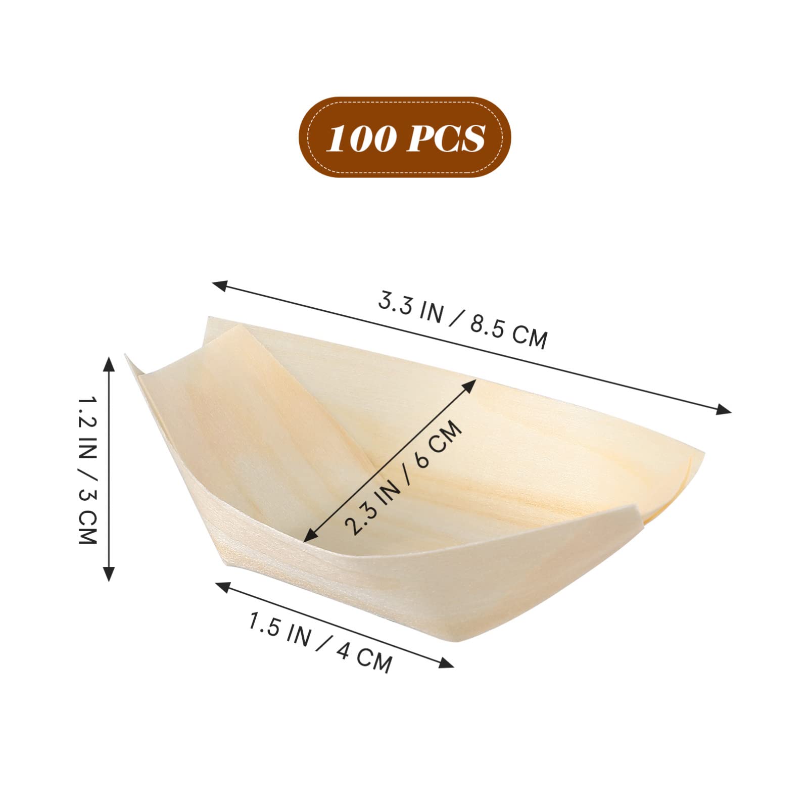 Doitool 100 Pack Disposable Wood Boat Plates Dishes, Appetizer Sushi Boats Wooden Boat Serving Tray For Restaurants, Caterers An