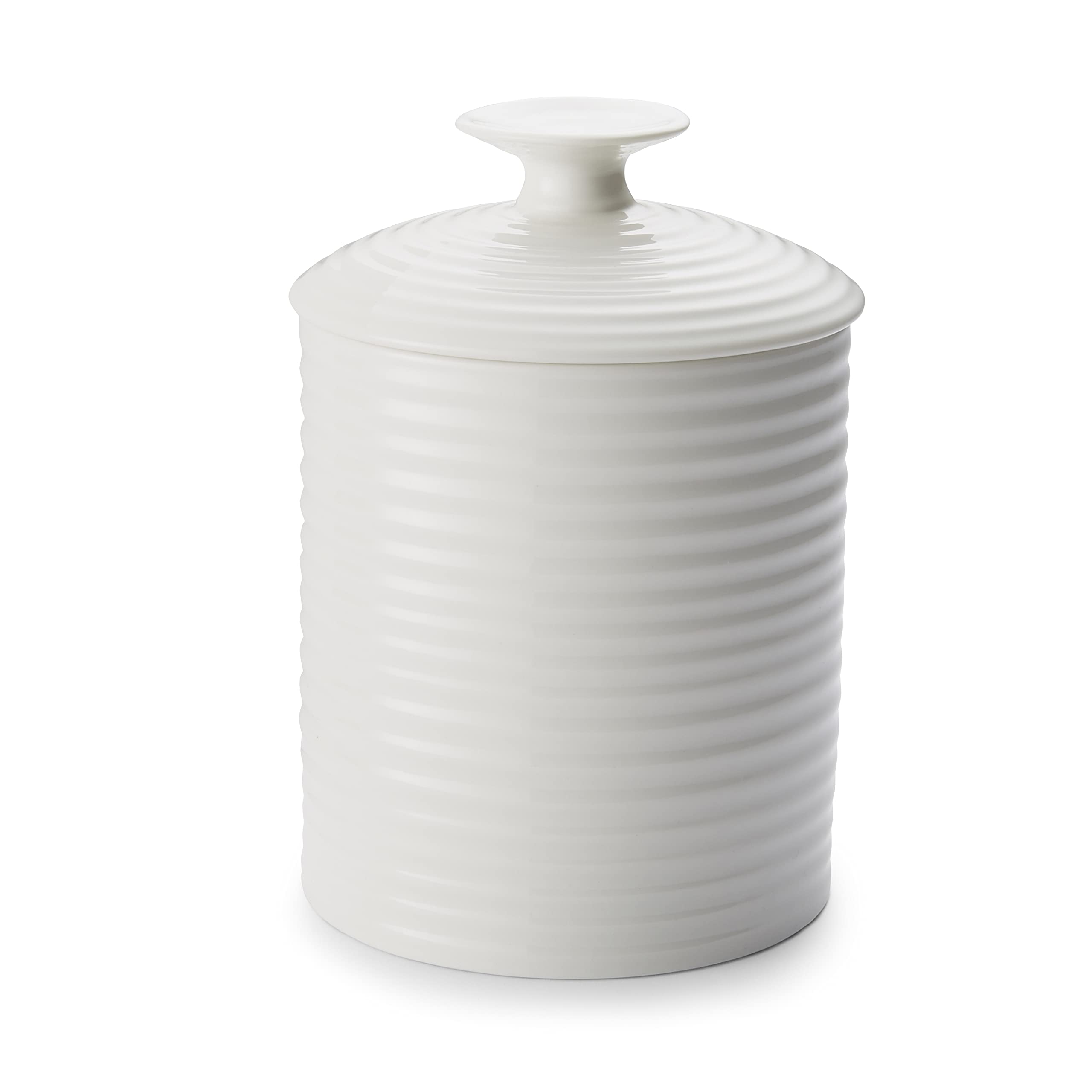 Portmeirion Sophie Conran White Medium Canister | 40 Oz Food Storage Container With Lid | Porcelain Canister For Pantry, Home, A