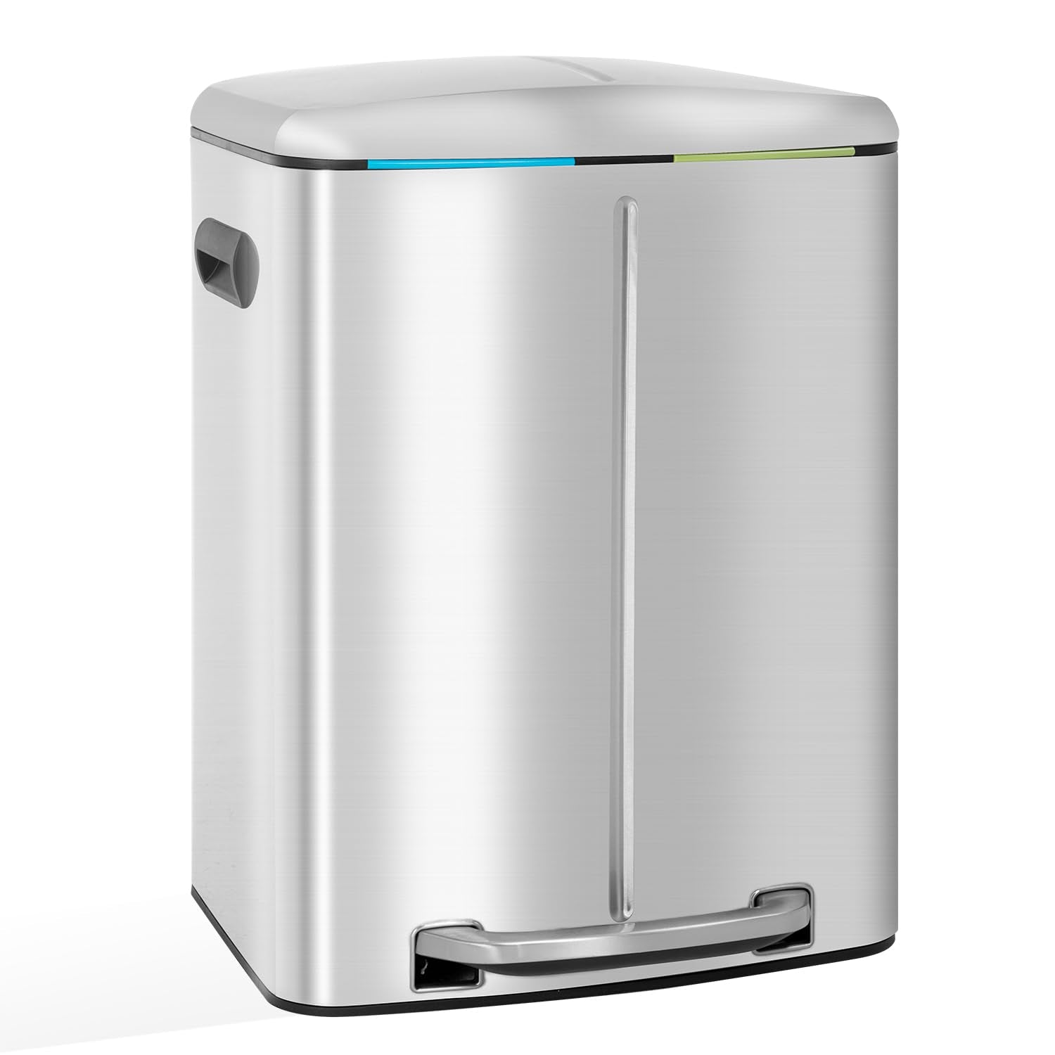 FDW | 10 Gallon Trash Can with Lid | Stainless Steel | Fingerprint-Proof | Made of Stainless Steel | Soft-Close Step Pedal | Han