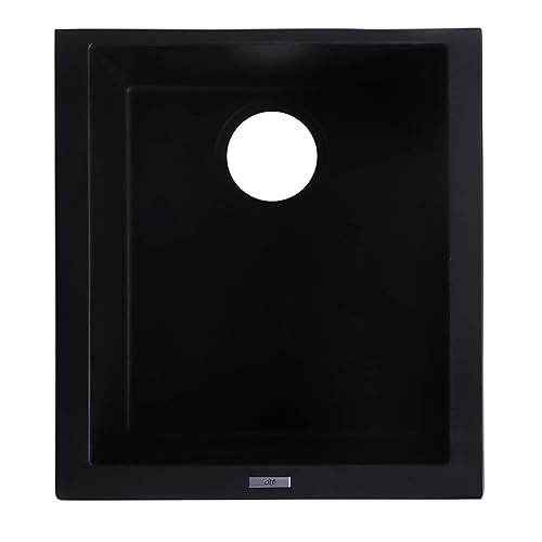 Alfi Brand Ab1720Um-Bla Undercount Rectangular Granite Composite Kitchen Prep Sink 17 Black