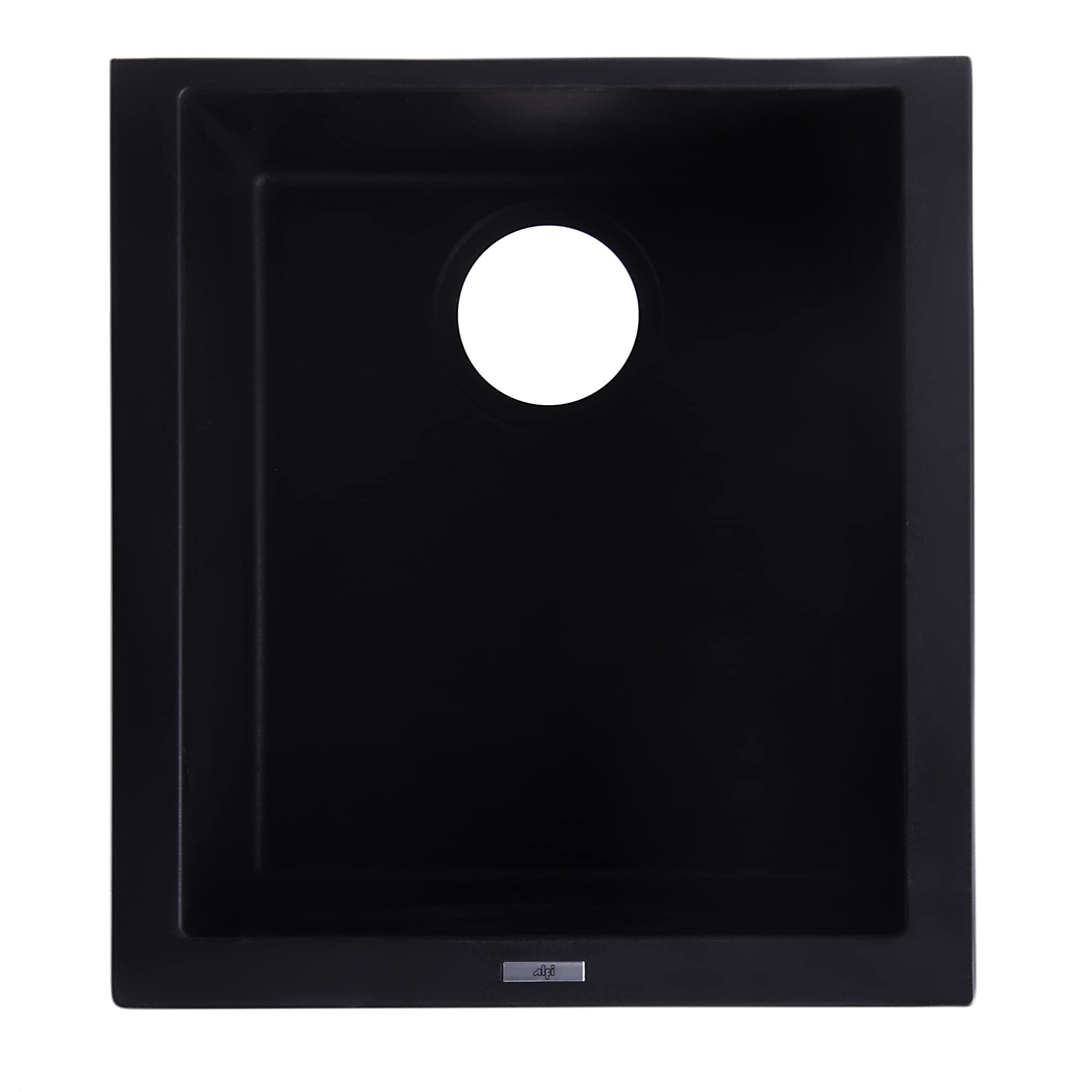 Alfi Brand Ab1720Um-Bla Undercount Rectangular Granite Composite Kitchen Prep Sink 17 Black