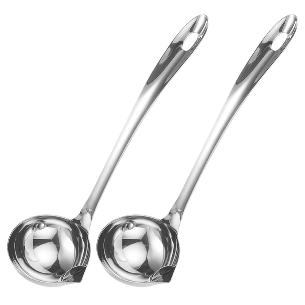 ULTECHNOVO Stainless Steel Fat Separator Ladle Soup Ladle with Pour Spout Grease Skimmer Spoon for Cooking Soup Gravy Home Kitch