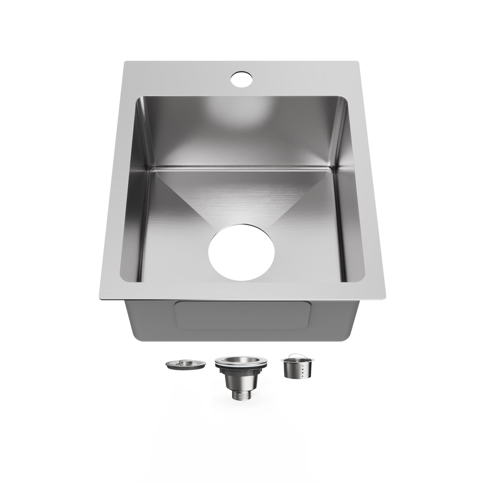 Bathenum 20'' X 16'' Drop In Kitchen Sink 304 Stainless Steel Single Bowl Topmount Kitchen Sink With Drain Kit And Bottom Grid,