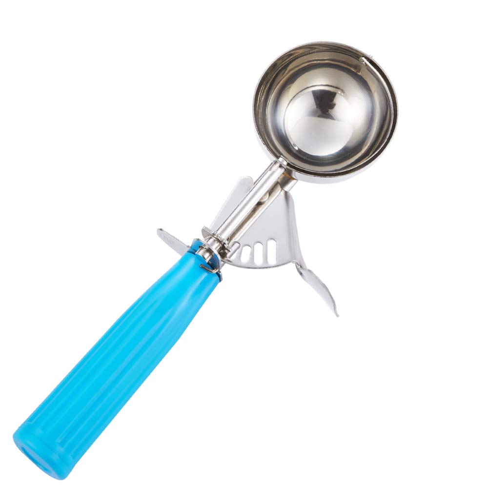 Portion Scoop - #16 (2 Oz) - Disher, Cookie Scoop, Food Scoop - Portion Control - 18/8 Stainless Steel, Blue Handle