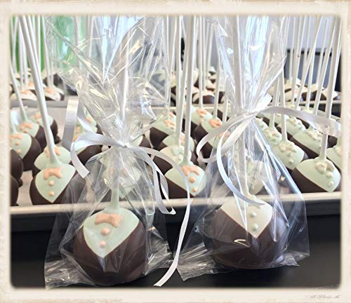 100 Cake Pop Bags 4W''X2D''X8H'' Bottom Gusseted Clear Poly Favor - For Large Size Cake Pops