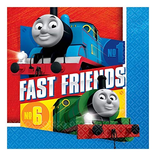 Multicolor Thomas All Aboard Luncheon Napkins ( 6.5'' X 6.5'' ) - Pack Of 16, Premium Quality & Eye-Catching Design - Perfect Fo