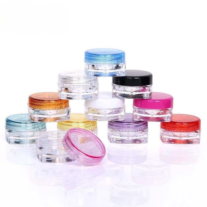 5g Sample Containers with Lids, 55 Multi-Color 5ML Sample Jars (5 Jars per Color in 11 Colors) - Small Cosmetic Travel Container