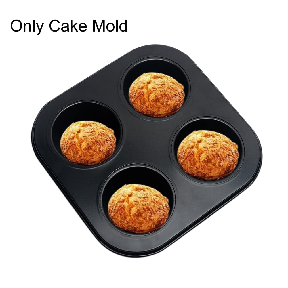Pilarmuture 4 Hole Muffin Pan Muffin Trays, Bakeware Tins & Trays Non-Stick Cupcake Baking Pan Mini Muffin Cups Pudding Bakeware