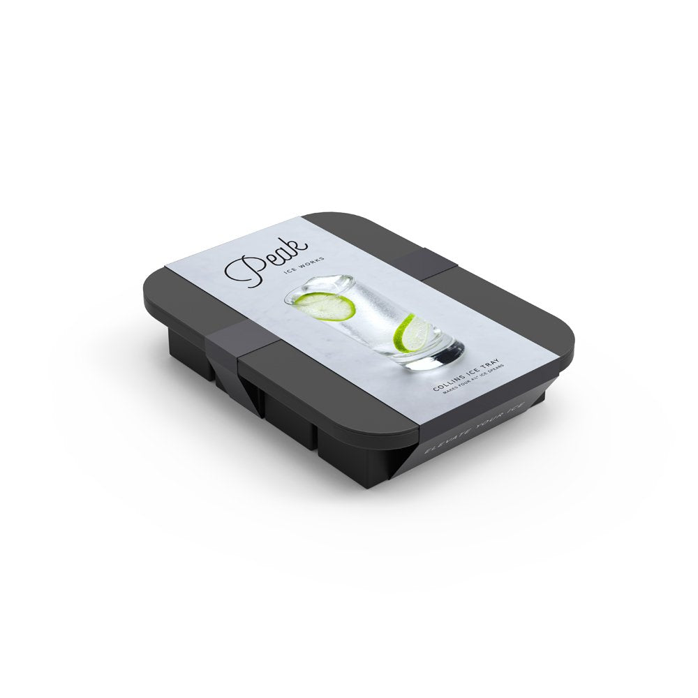 W&P Peak Silicone Collins Ice Tray W/ Protective Lid | Charcoal | Easy To Remove Ice Cubes | Food Grade Premium Silicone | Dishw