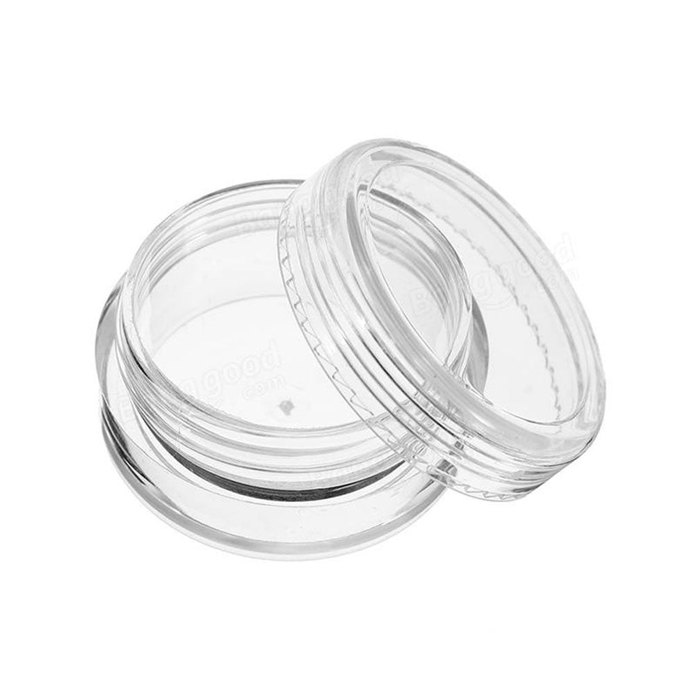 Furnido 12Pcs Refillable Clear Round Plastic Jar Sample Empty Tin Storage Containers With Screw Lid For Eyeshadow Makeup Face Cr
