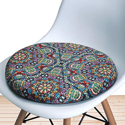 Sigmat Memory Foam Seat Cushion Anti-Slip Soft Round Stool Cushion Chair Pad 16 Inch Graphic