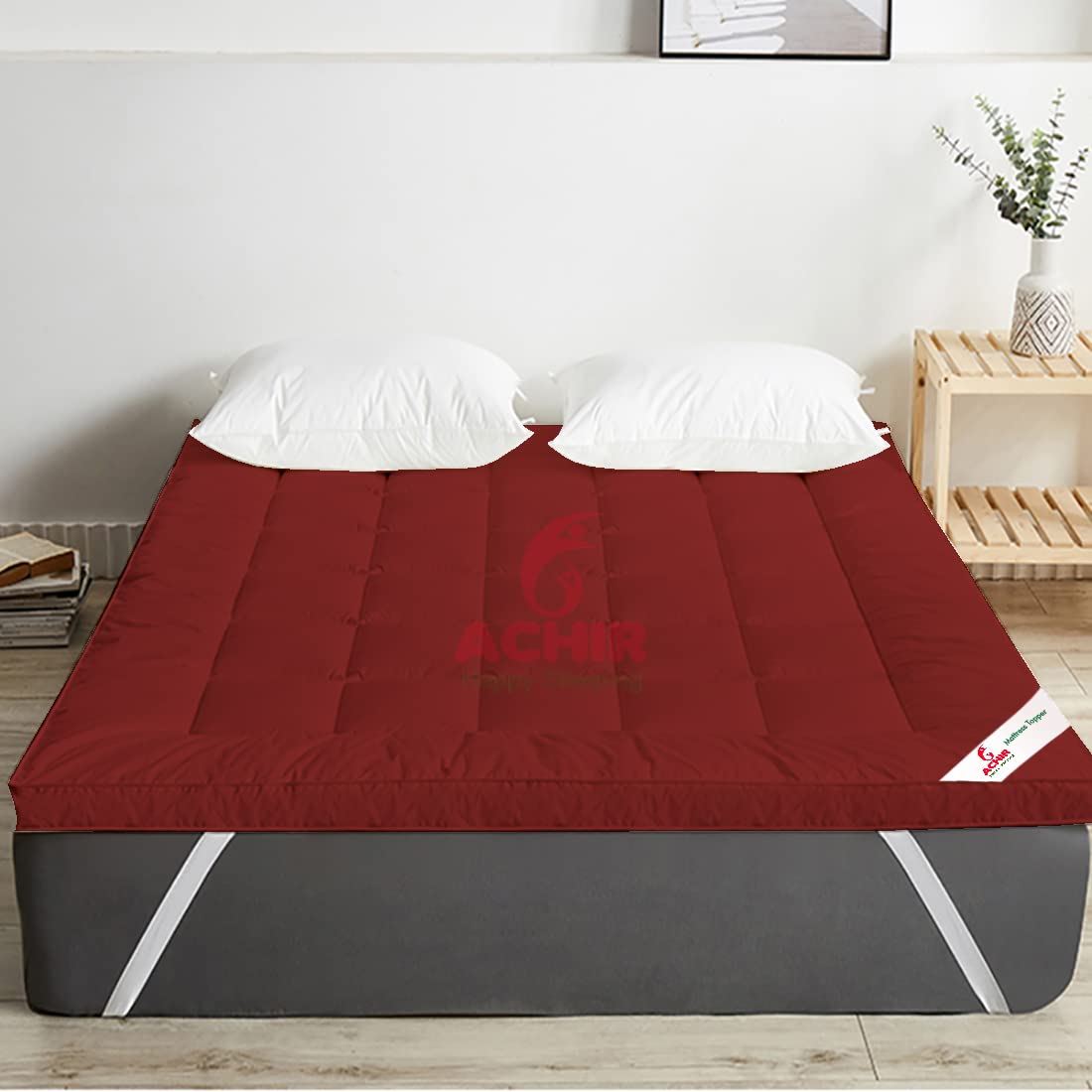 ACHIR 2500 GSM Microfiber Finest Imported Super Soft Mattress Topper/Padding Large California King, 78x84 (Maroon, 6.5 ft x 7f
