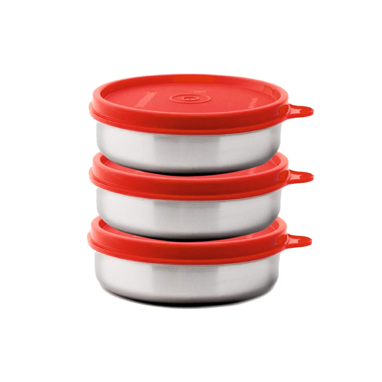 Signora Ware Executive Steel Container Small, Set Of 3,200Ml+200Ml+200Ml, Red