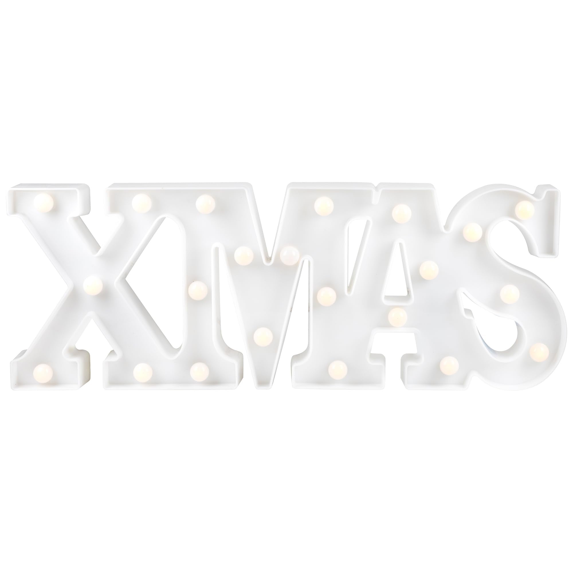 18.5 White Battery Operated LED Lighted XMAS Christmas Marquee Sign