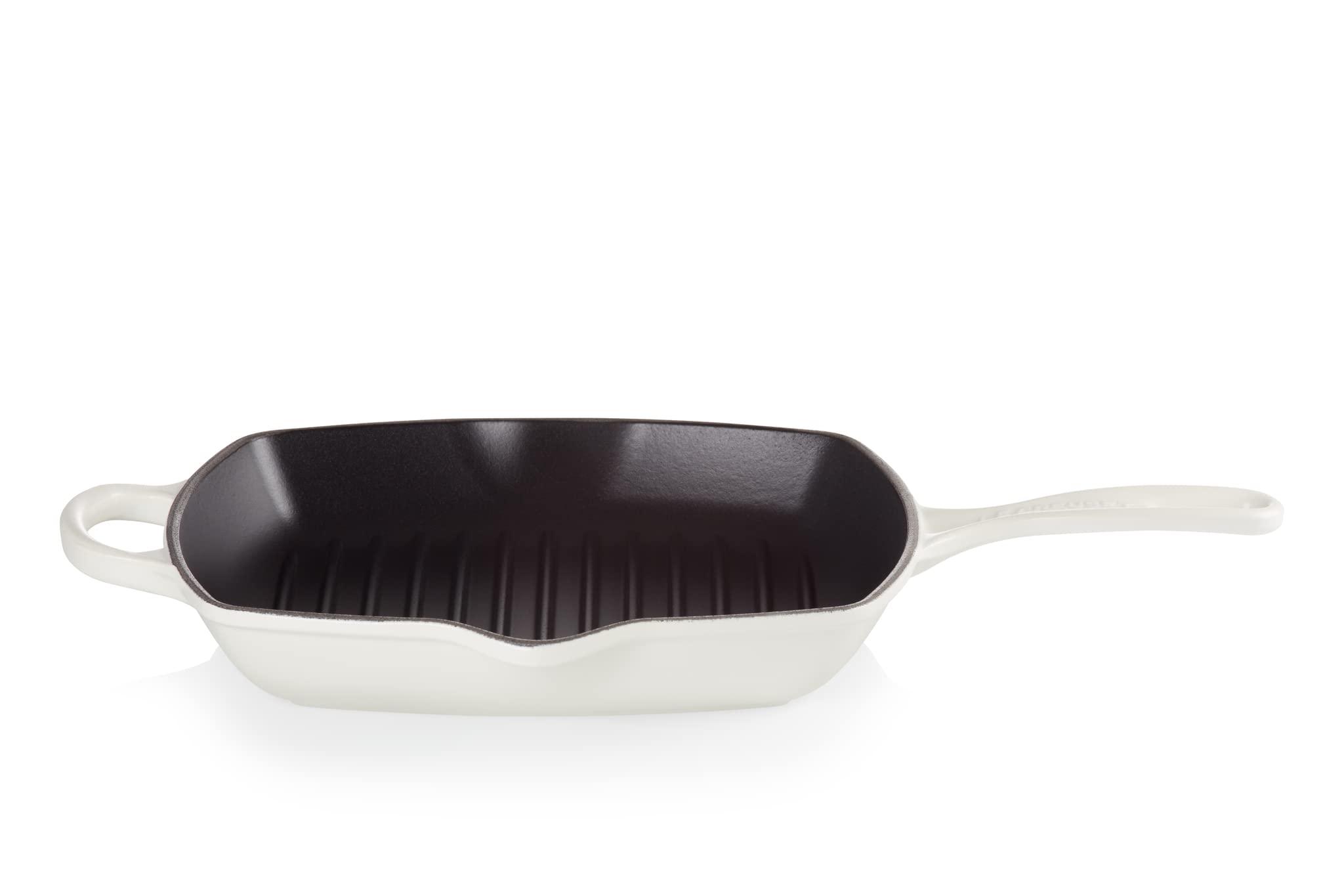 Le Creuset Enameled Cast Iron Signature Square Skillet Grill, 10.25, White