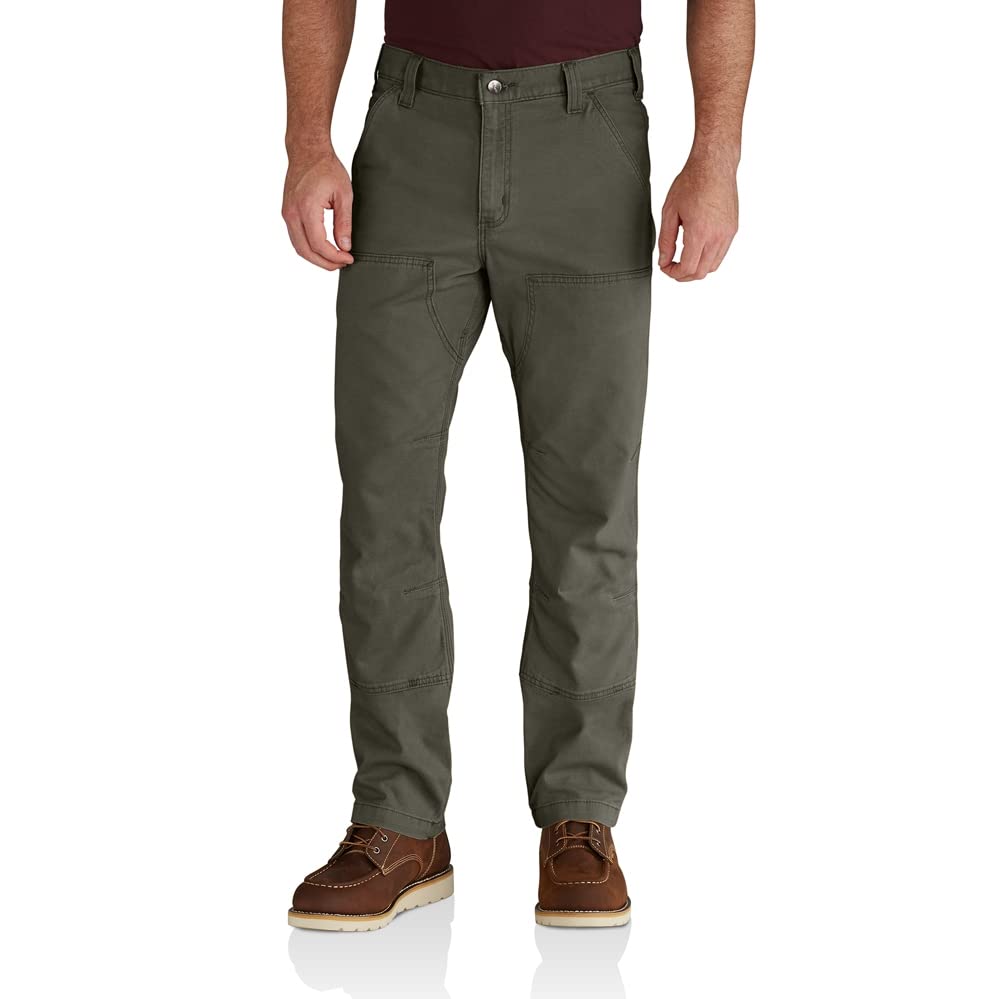 Carhartt Mens Rugged Flex Relaxed Fit Canvas Double-Front Utility Work Pant, Moss, 31 X 32