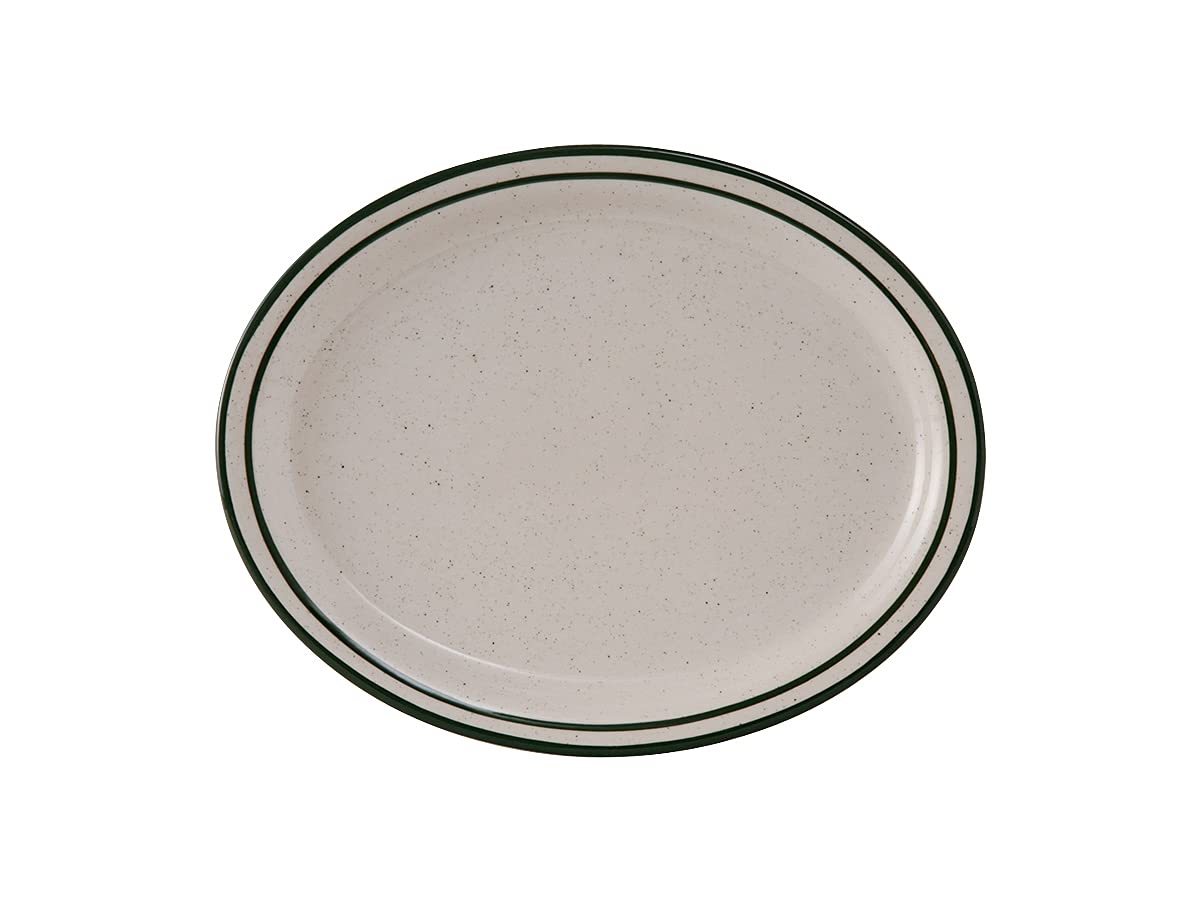 Tuxton China Tes-012 Platter, 9-1/2'' X 7-1/2'', Oval, Narrow Rim, Microwave & Dishwasher Safe, Oven Proof, Fully Vitrified, Lea