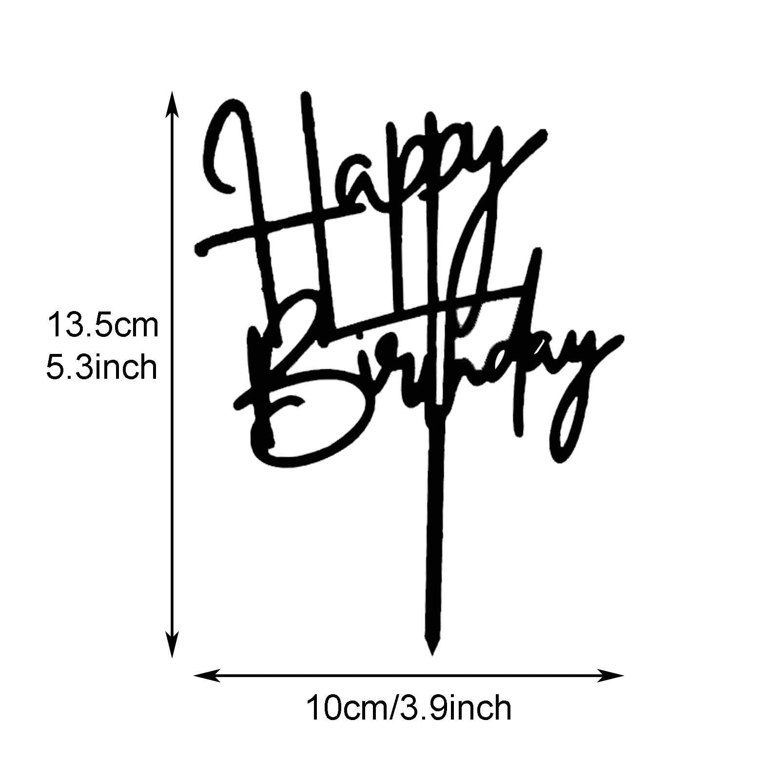Black Acrylic Happy Birthday Cake Topper Decoration Cupcake Topper For Birthday Party Decorations Supplies(Black 7)