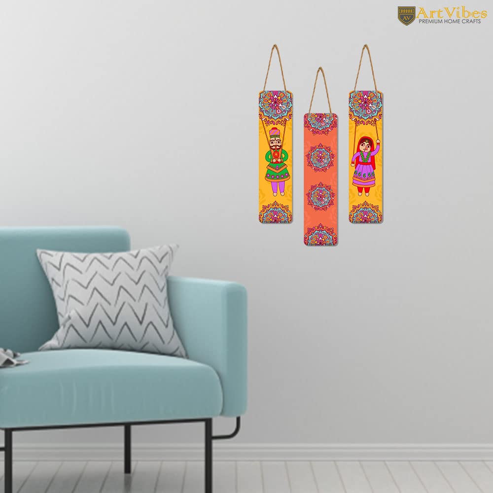 Artvibes Dancing Puppets Designer Wooden Wall Hanging Decoration Items for Home | Gifts | Bedroom | Wooden Wall Hanger | Mdf Wal