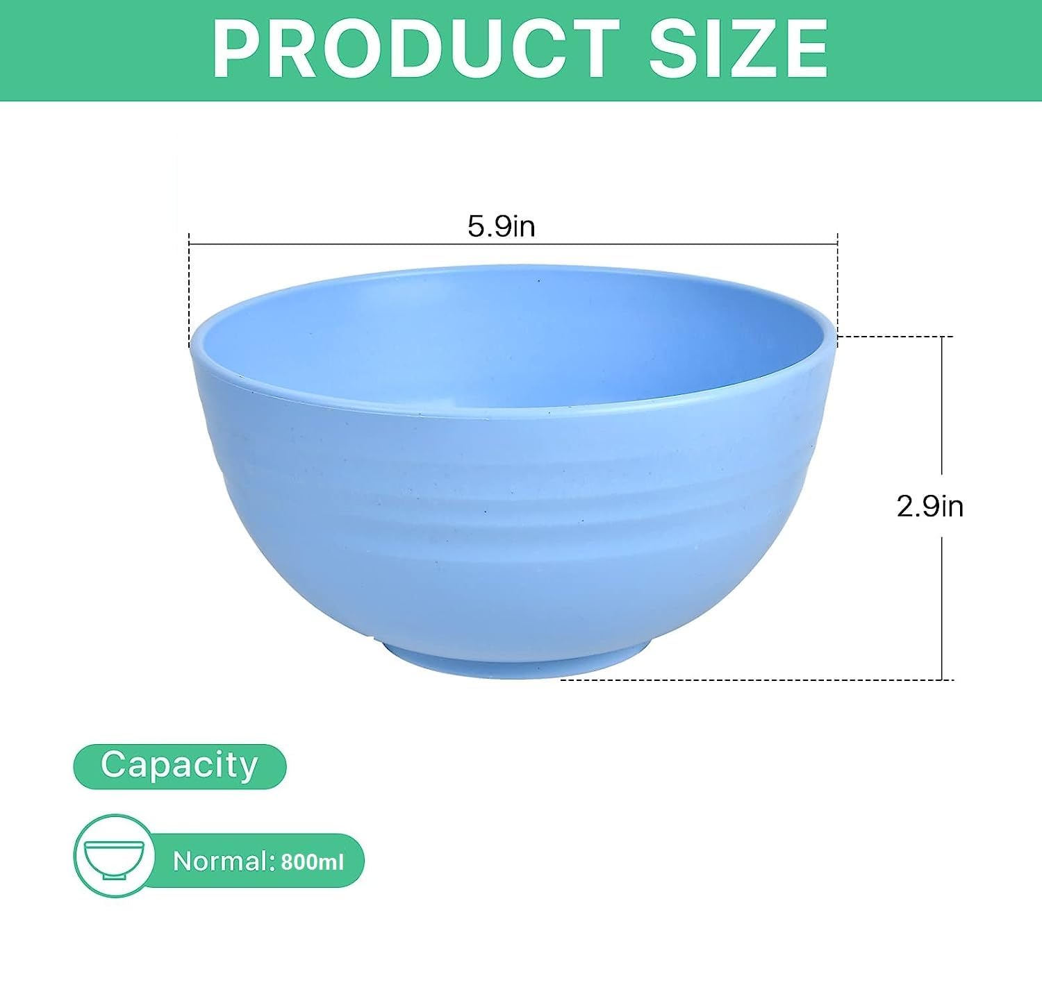 Unbreakable Cereal Bowls, Set Of 4 Dinnerware Wheat Straw Fiber Bowls For Serving Soup, Oatmeal, Pasta And Salad - Microwave And