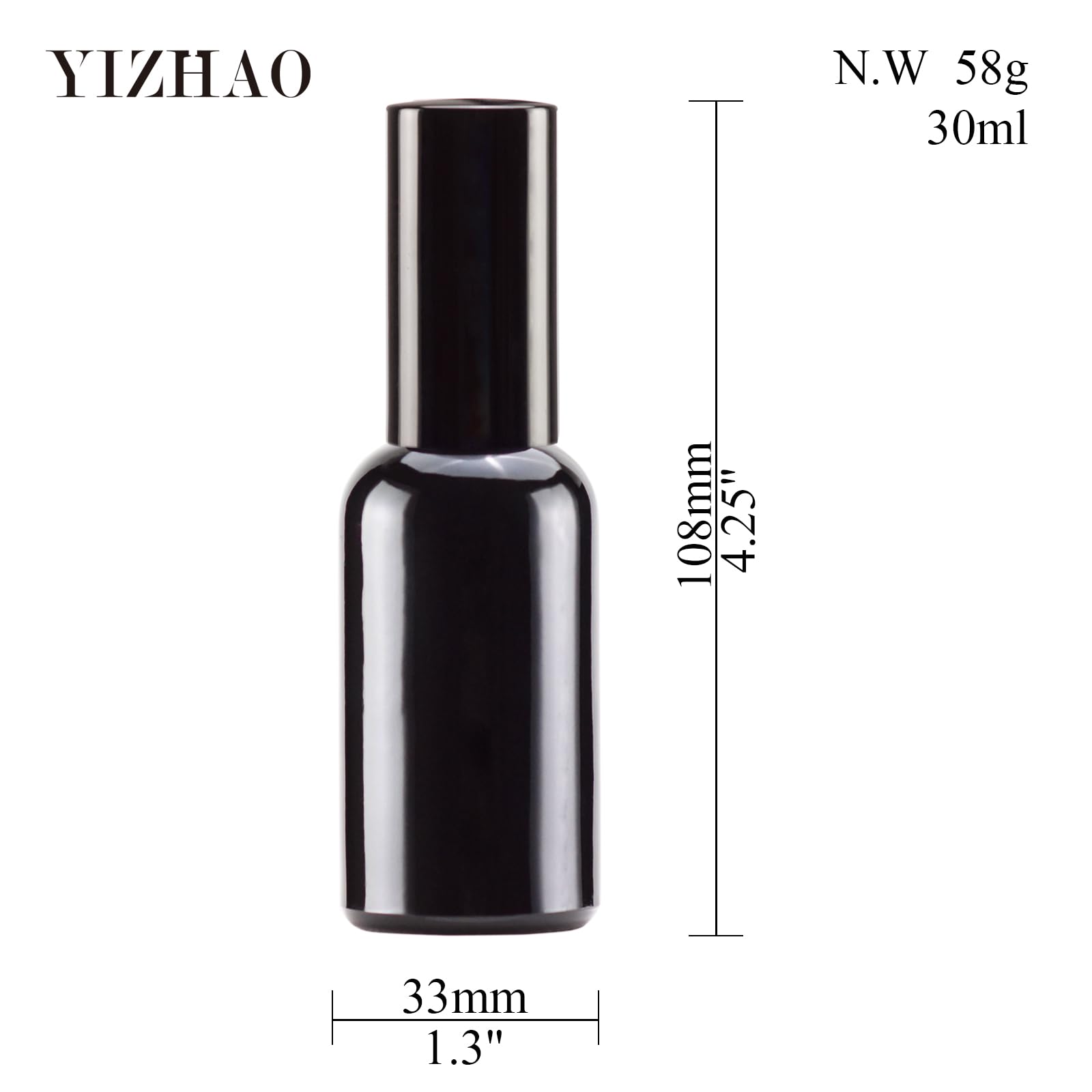 Yizhao Black Glass Spray Bottles 1Oz, With Small Fine Mist Spray, Metal Cap, Refillable For Essential Oil,Travel,Cleaning,Perfum