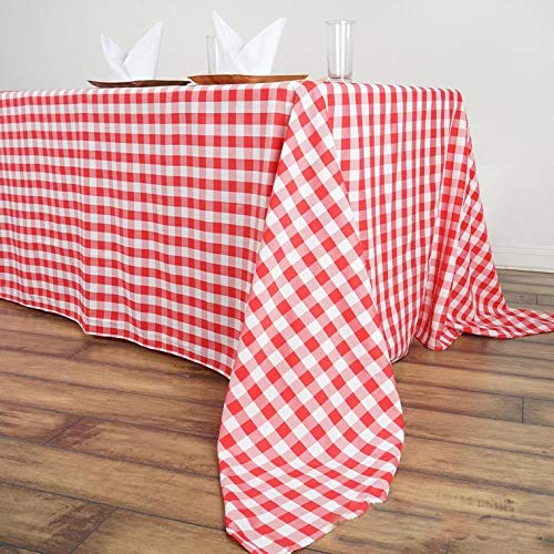 Balsacircle 90-Inch X 156-Inch Red Checkered Tablecloth Table Linens Wedding Party Events Decorations Kitchen Dining Catering