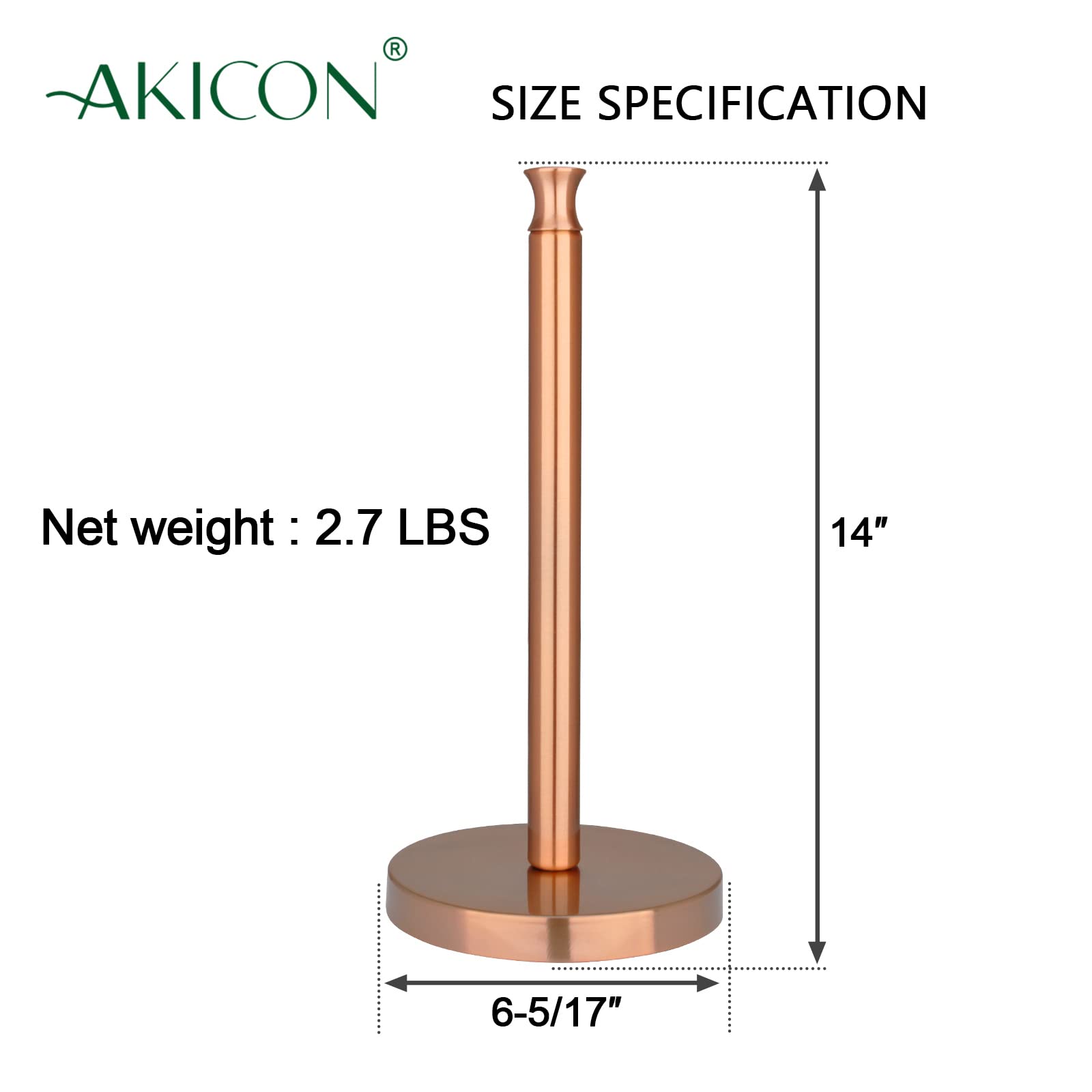Paper Towel Holder Roll Dispenser Stand For Kitchen Countertop & Dining Room Table (Copper)