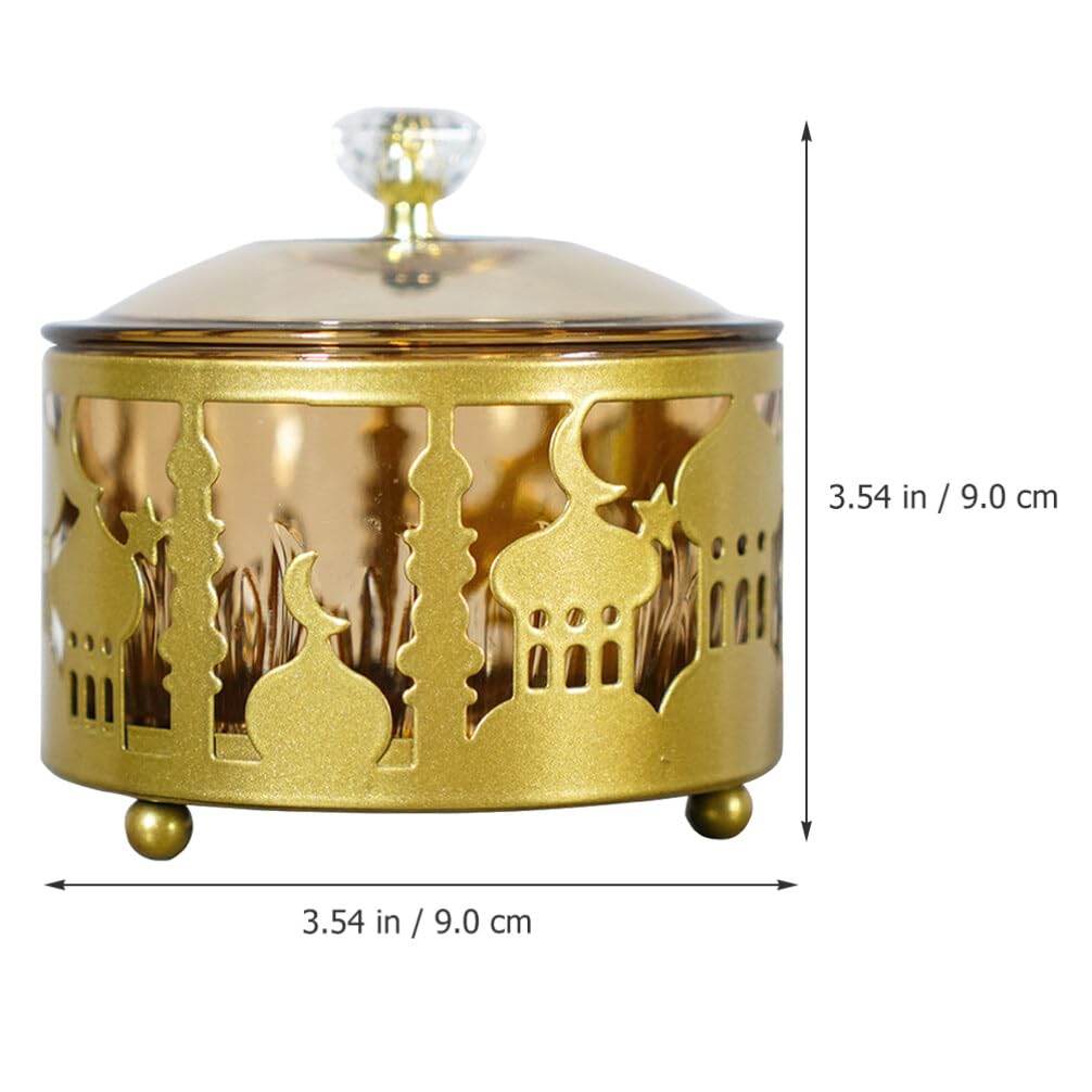 Sewacc Ramadan Candy Dish With Lid, Eid Mubarak Trays Plates Serving Jar Ramadan Food Storage Container Eid Cookie Trays Trinket