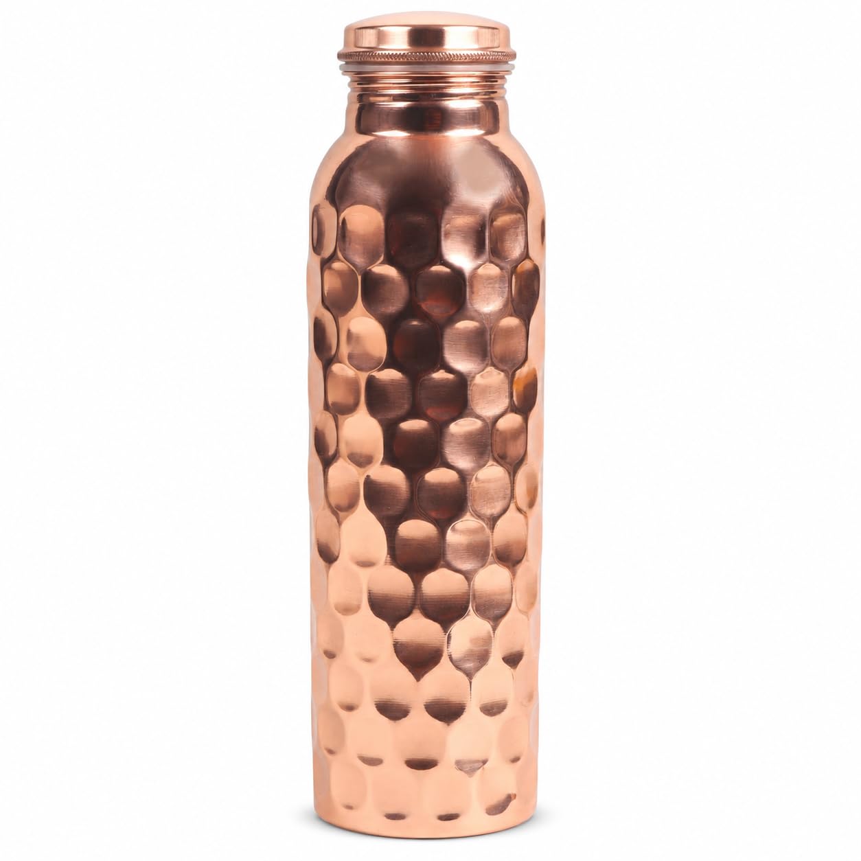SUVIRA Pure Copper Water Bottle for Drinking Water, 32 fl oz, Unlined Reusable Vessel with LeakResistant Screw Cap, Certificate