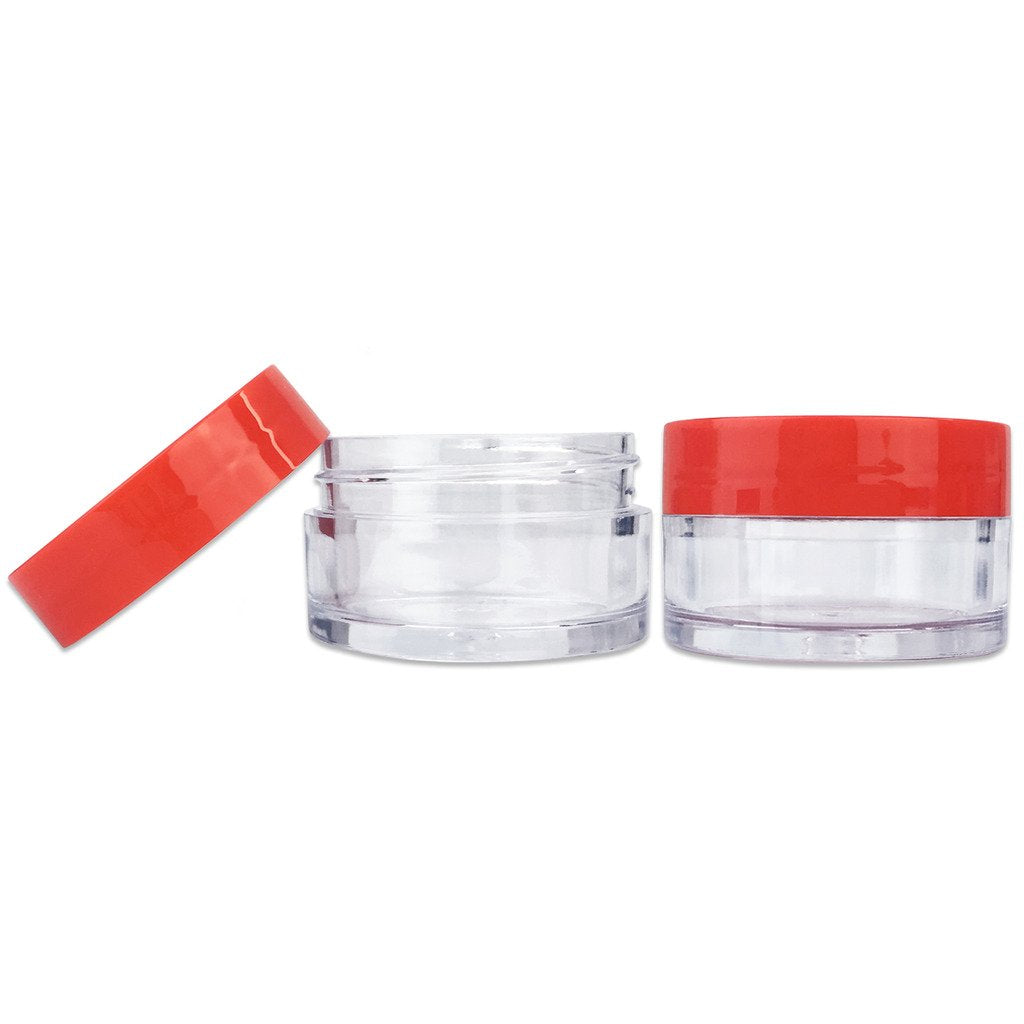 Beauticom 12 Pieces 20G/20Ml Round Clear Jars With Red Lids For Lotion, Creams, Toners, Lip Balms, Cosmetic Makeup Samples - Bpa