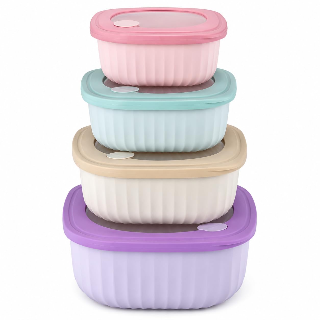 Markwell 4 Pieces Food Storage Container Set With Lids, BpaFree Plastic Nesting Bowls 450Ml, 850Ml, 1400Ml, 2250Ml, Kitchen Fri