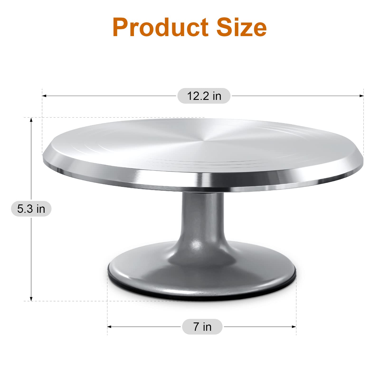 12'' Cake Stand, Cake Spinner Cake Decorating Supplies, Round Decorating Turntable Revolving Aluminum Table Holder Baking Displa
