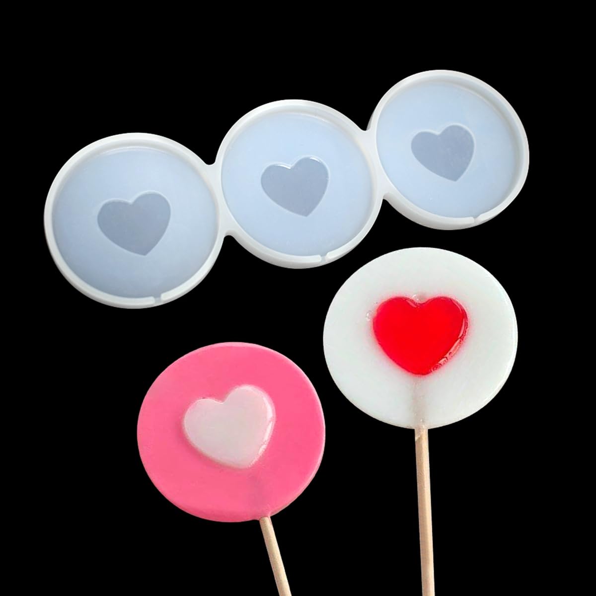 Mostsom Silicone Lollipop Mold,Love Wings/Heart/Round Shape Mold,Cake Lollipop Fondant Mold,For Making Lollipop Chocolate Candy