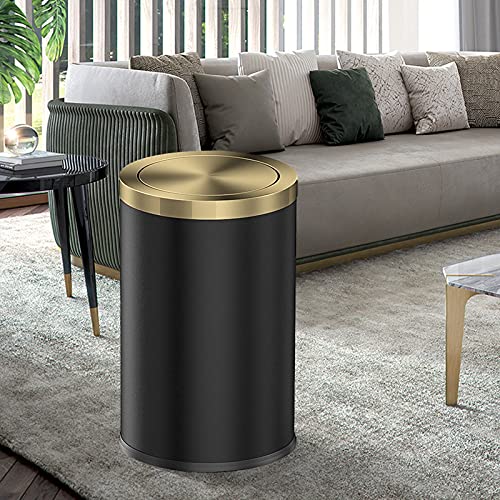 Huaqinglian Stainless Steel Gold Trash Can With Flipping Lid 2.6Gallon Fingerprint-Proof Garbage Cans Wastebasket Bin For Kitche